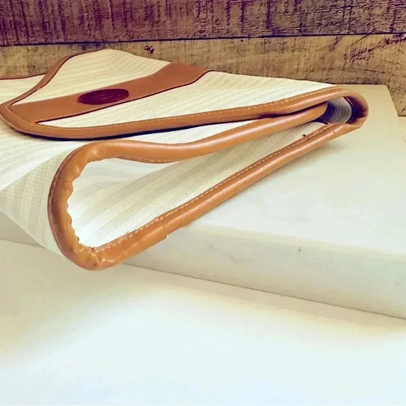Fendi 70’s-80’s Vintage Envelope Style Striped Leather Clutch/Wristlet/Bag - Picture 7 of 16